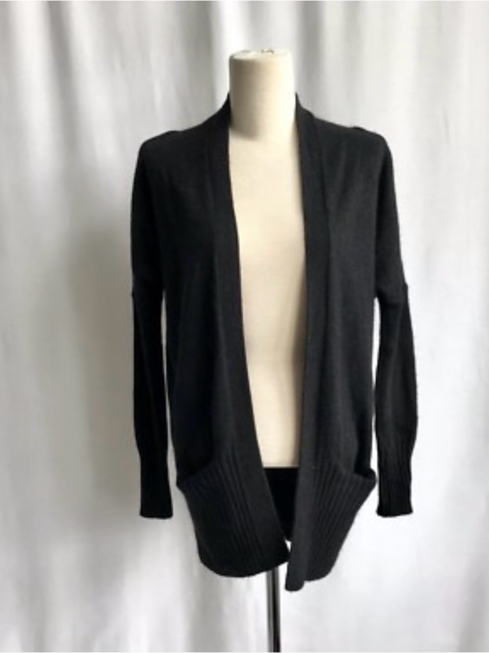 Talula Charcoal Black Open-Front Cardigan